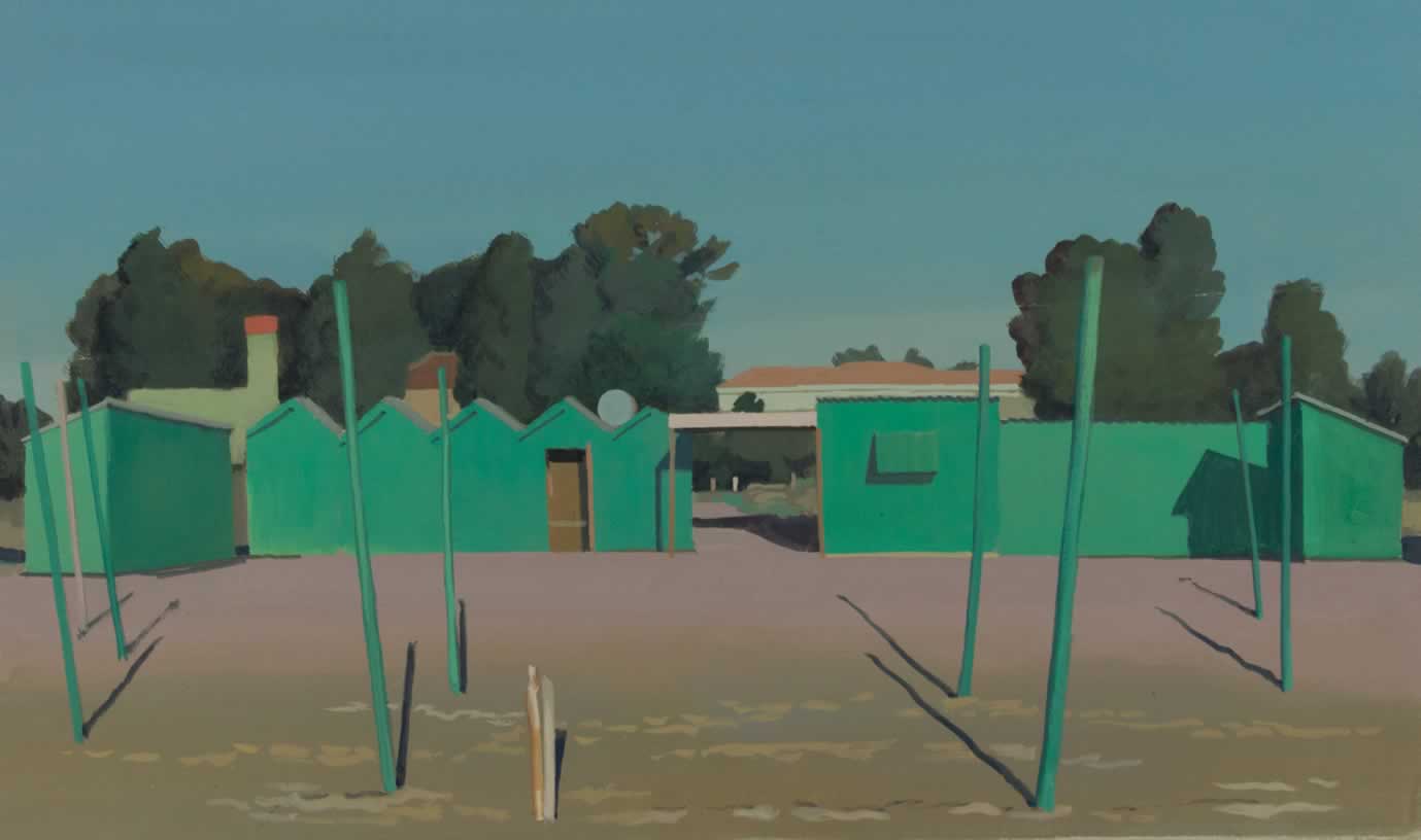 Cabines de plage au petit matin