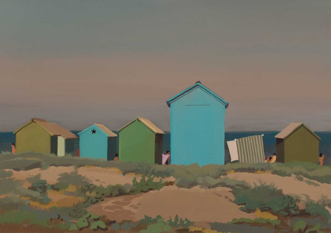 Derrière les cabines de plage