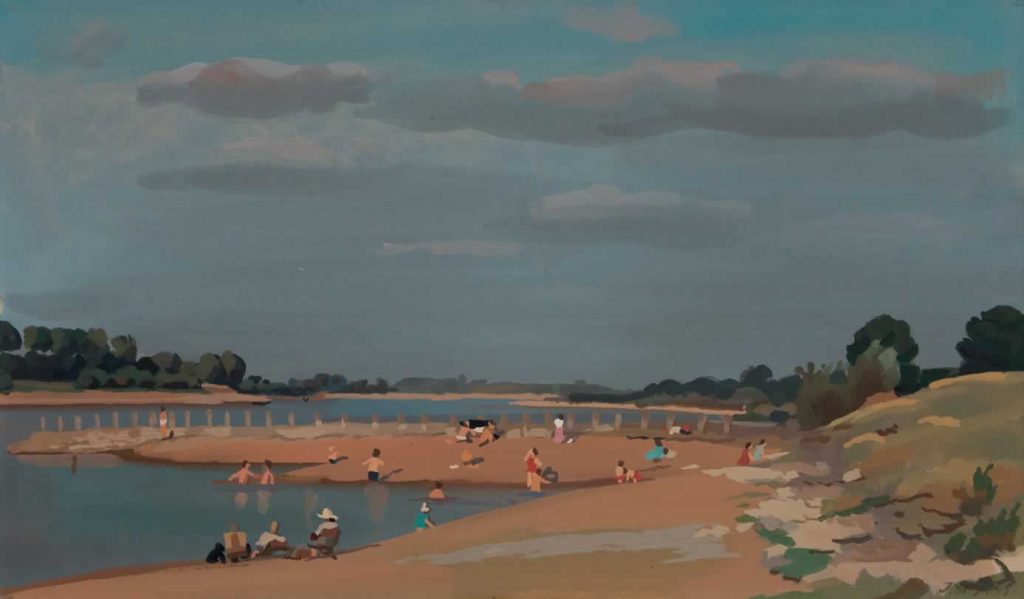 Bord de Loire et baigneurs