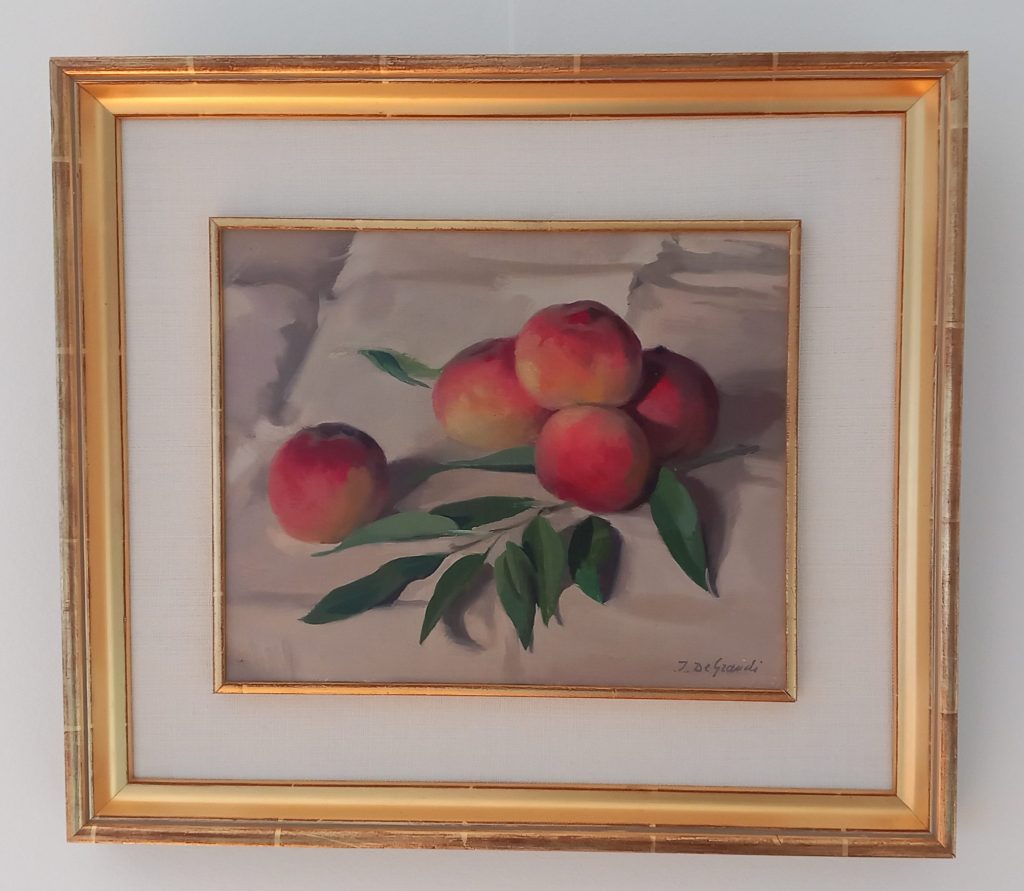 Encadrement avec baguette moulurée dorée à la feuille d'or